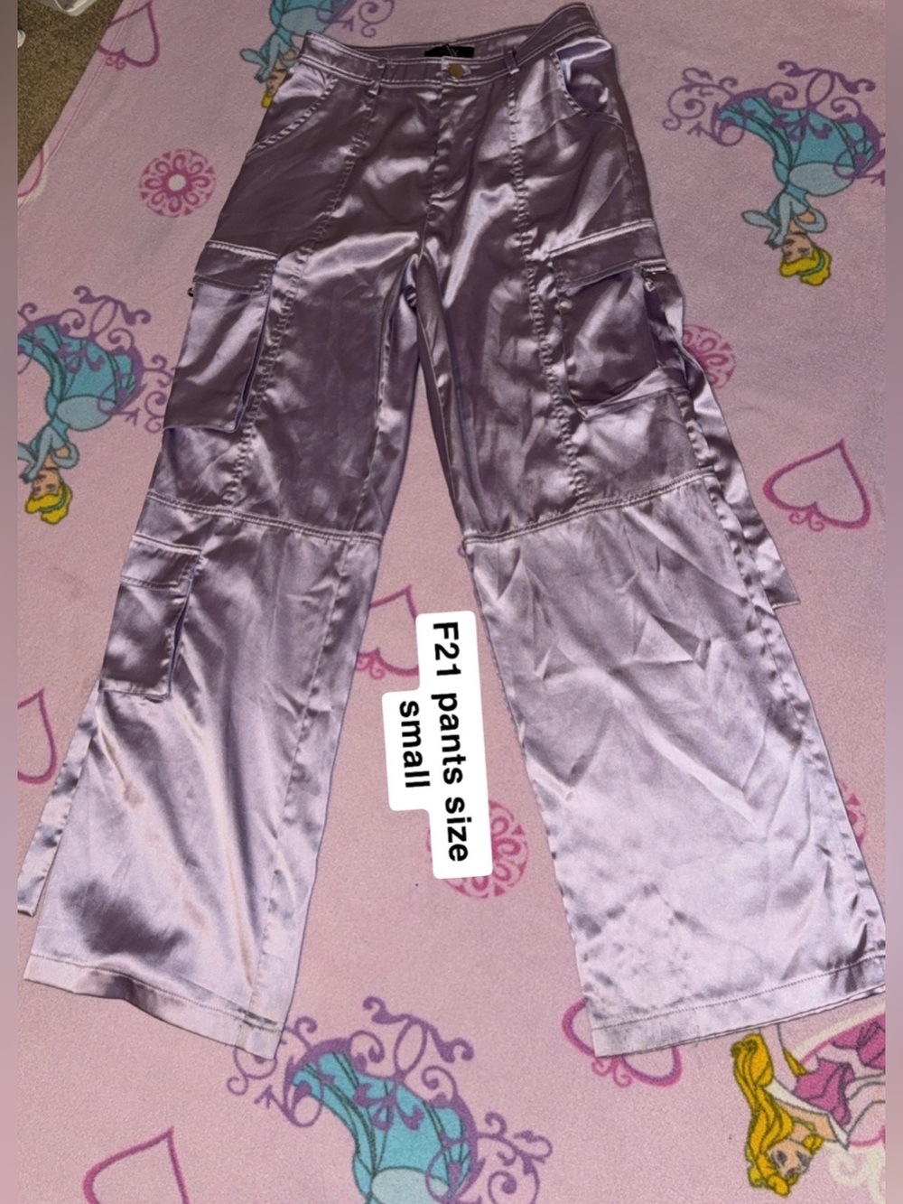 Lavender Satin Cargo Pants